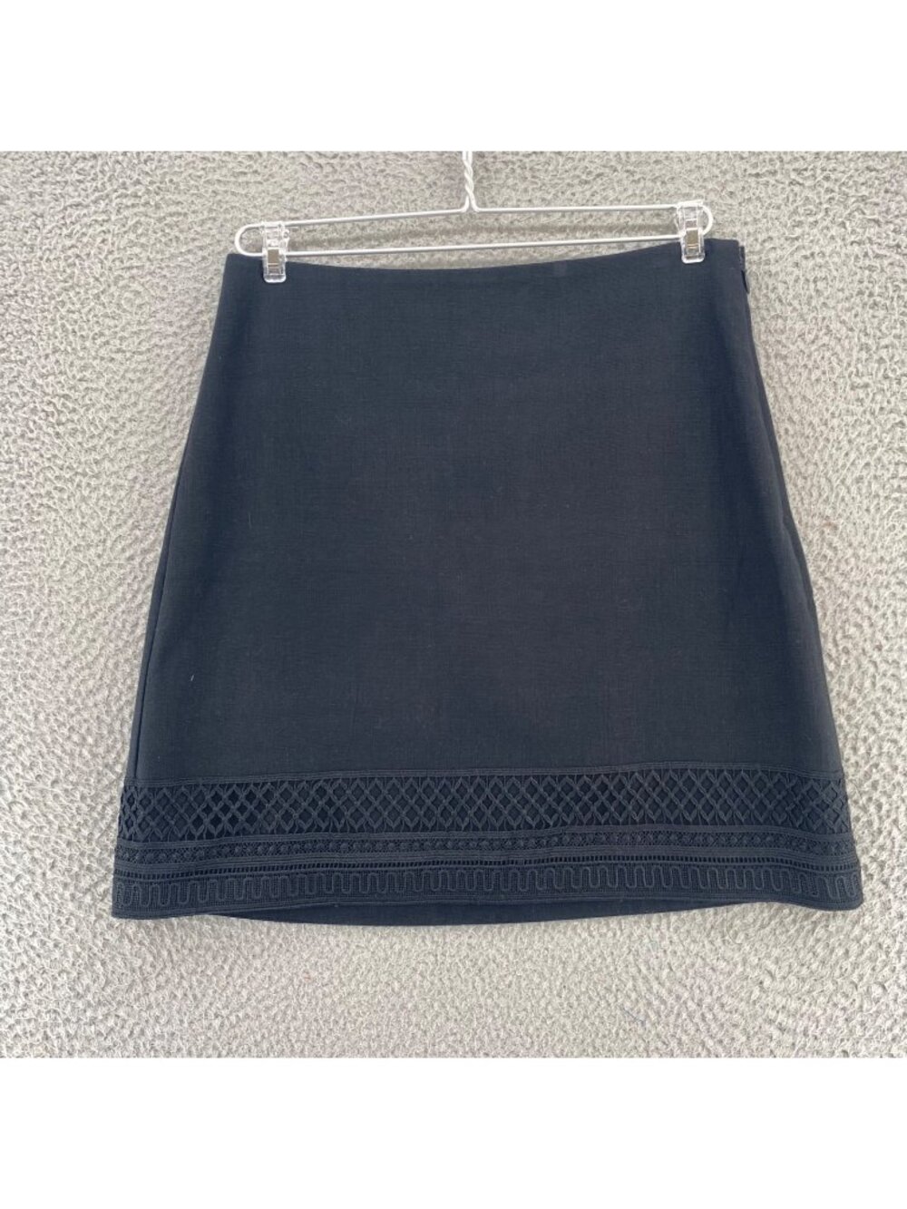 LOFT Skirt Womens 6 Black Lace Detail Mini A Line Everyday Office Career Work